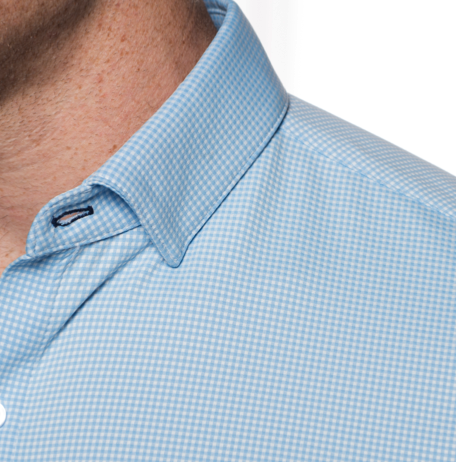 The Spread Collar Gingham Dress Shirt in Whitman Light Blue   