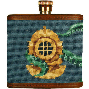 Scuba Helmet Needlepoint Flask in Blue by Parlour 