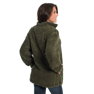 Sherpa Pullover with Pockets in Olive Night by The Southern Shirt Co.