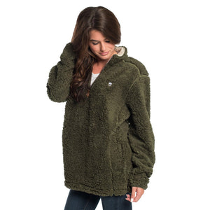 Sherpa Pullover with Pockets in Olive Night by The Southern Shirt Co.