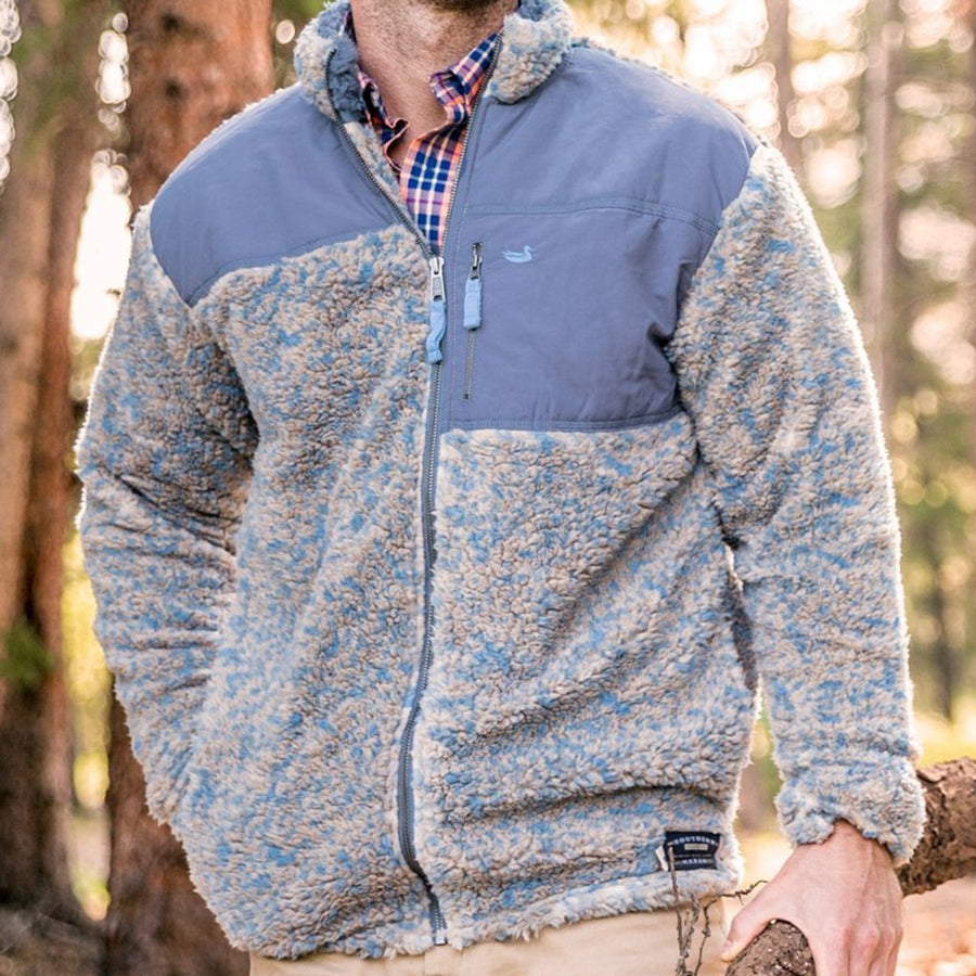 Southern Marsh Blue Ridge Sherpa Jacket in Brown and French Blue