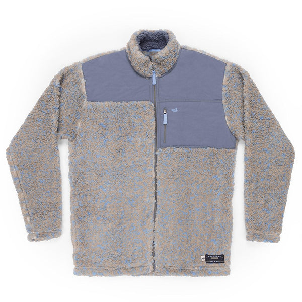 Southern Marsh Blue Ridge Sherpa Jacket in Brown and French Blue