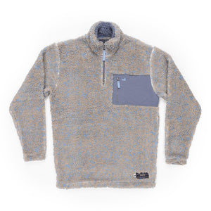 Southern Marsh Blue Ridge Sherpa Pullover in Brown and French Blue