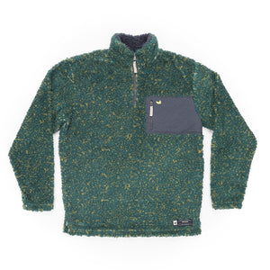 Southern Marsh Blue Ridge Sherpa Pullover in Dark Green and Mustard