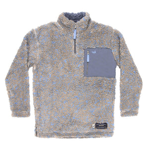 Southern Marsh Youth Blue Ridge Sherpa Pullover in Brown and French Blue