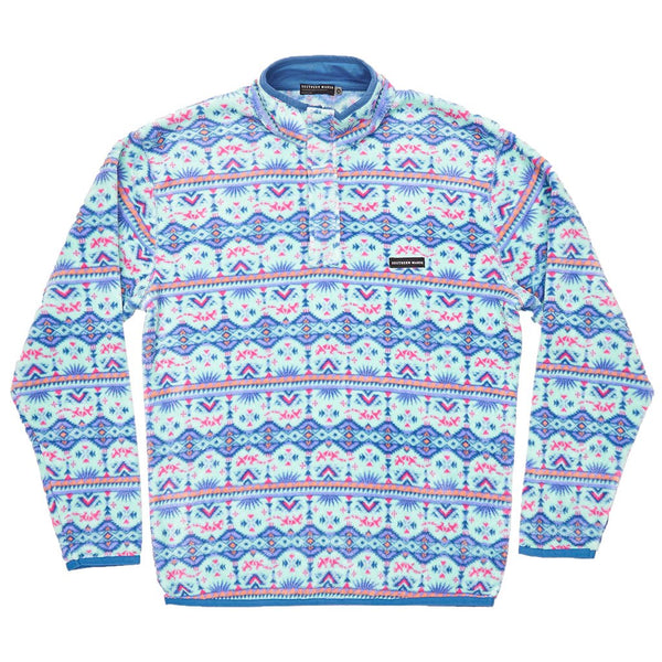 Southern Marsh Youth Dorado Fleece Pullover in Teal and Pink
