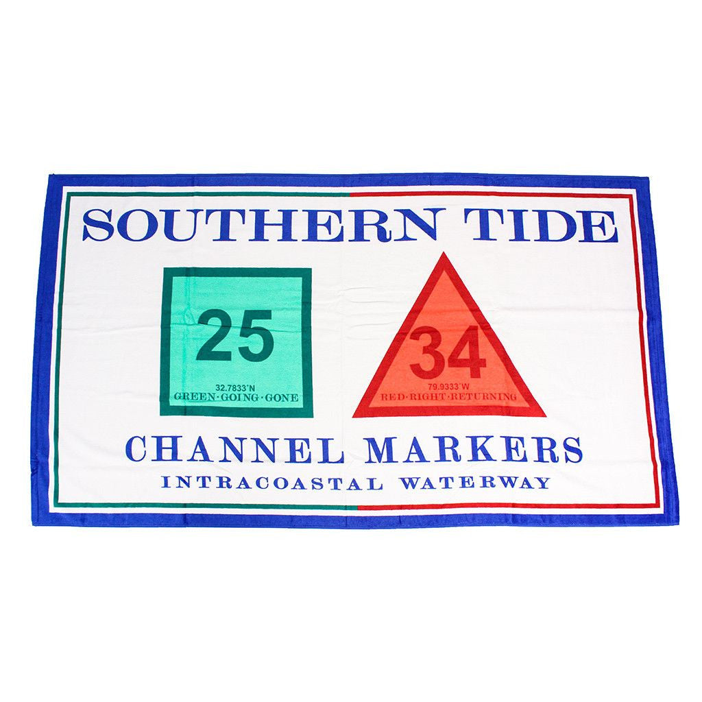 Channel Marker Beach Towel in White  