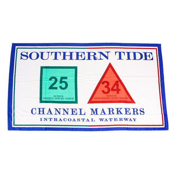 Channel Marker Beach Towel in White  