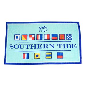Nautical Flag Beach Towel in Offshore Green  