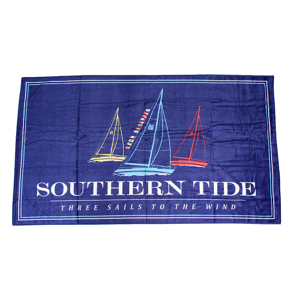 Three Sails Beach Towel in Blue Lake  