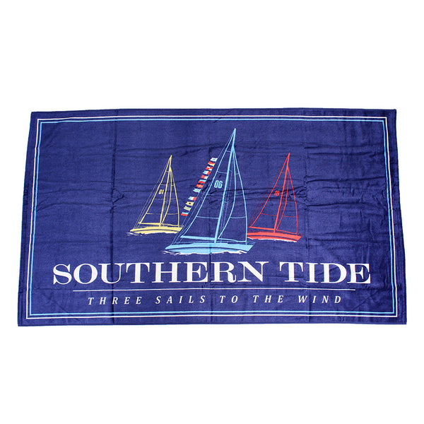 Three Sails Beach Towel in Blue Lake  