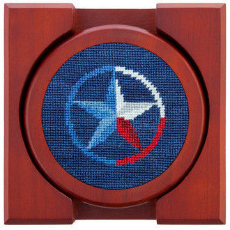 Texas Life Needlepoint Coasters in Classic Navy   