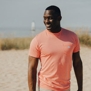 The Normal Brand Circle Back Short Sleeve Pocket Tee in Sunrise & Blue 