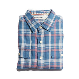 The Normal Brand Double Cloth Indigo Check Button Up