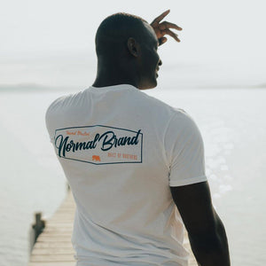 The Normal Brand Industrial Logo Short Sleeve Tee in White & Navy
