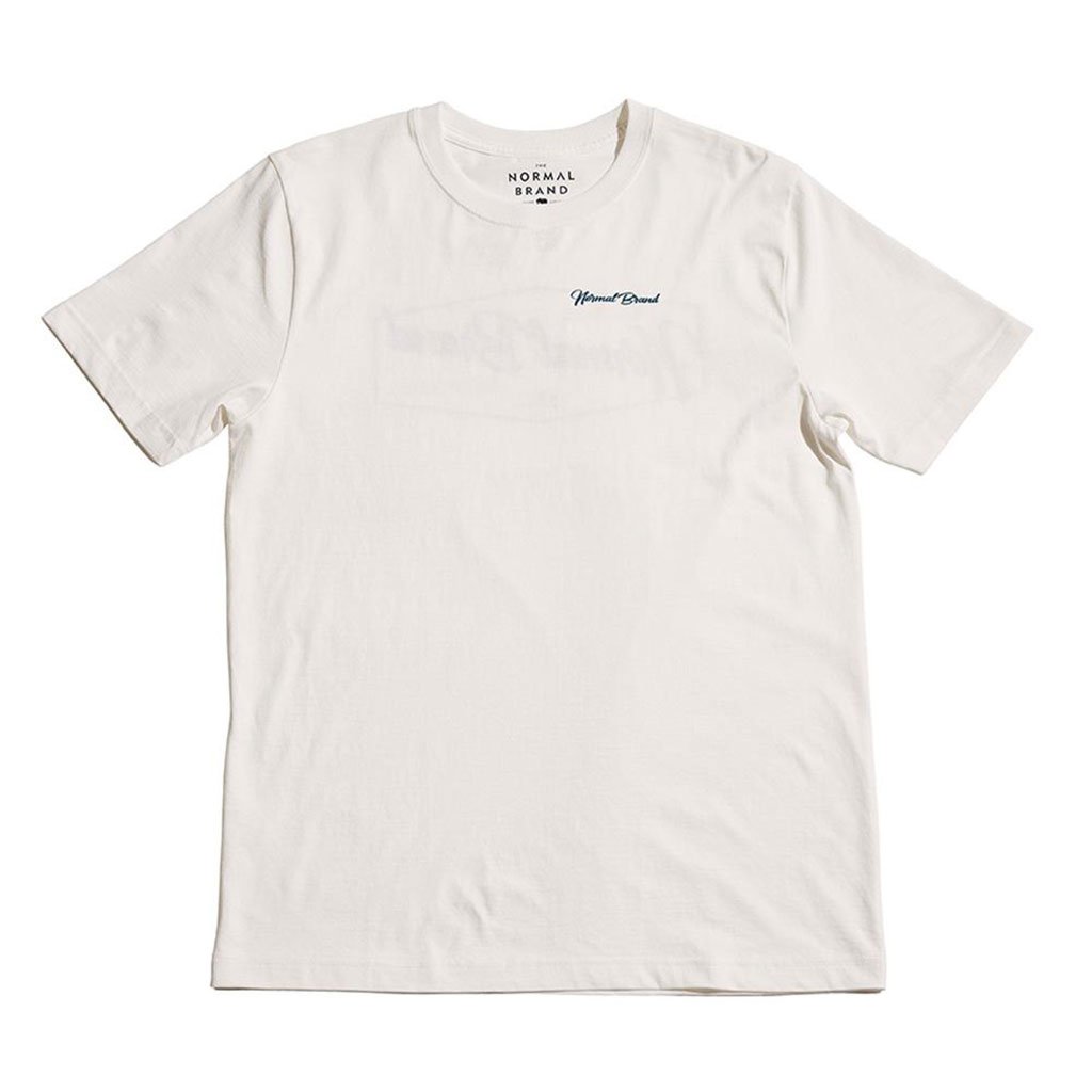 The Normal Brand Industrial Logo Short Sleeve Tee in White & Navy