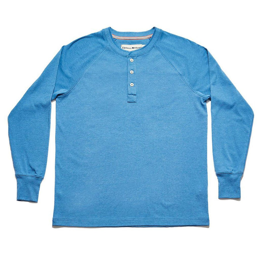 The Normal Brand Long Sleeve Lightest Weight Puremeso Henley in Mint
