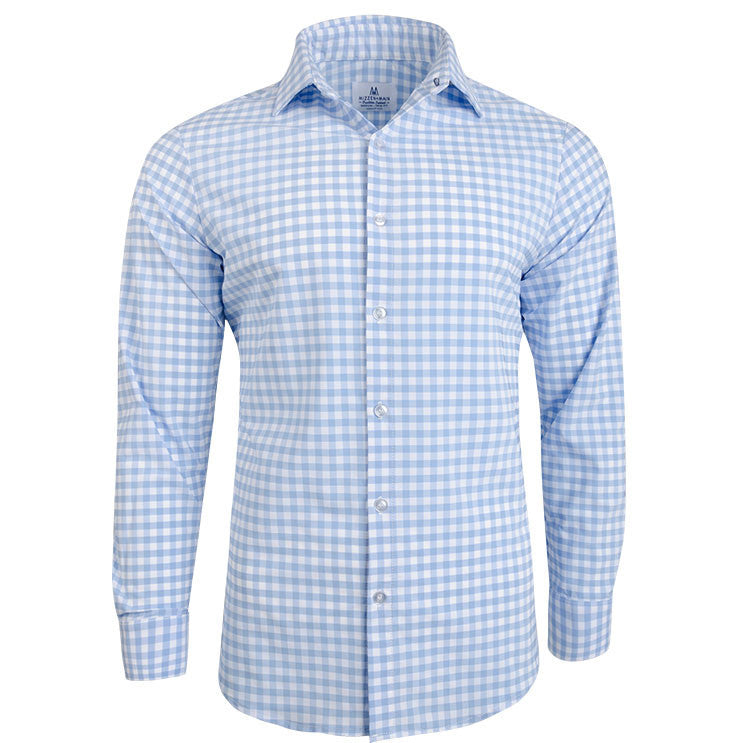 The "Hampton" Button Down in Light Blue Large Gingham by Mizzen + Main  