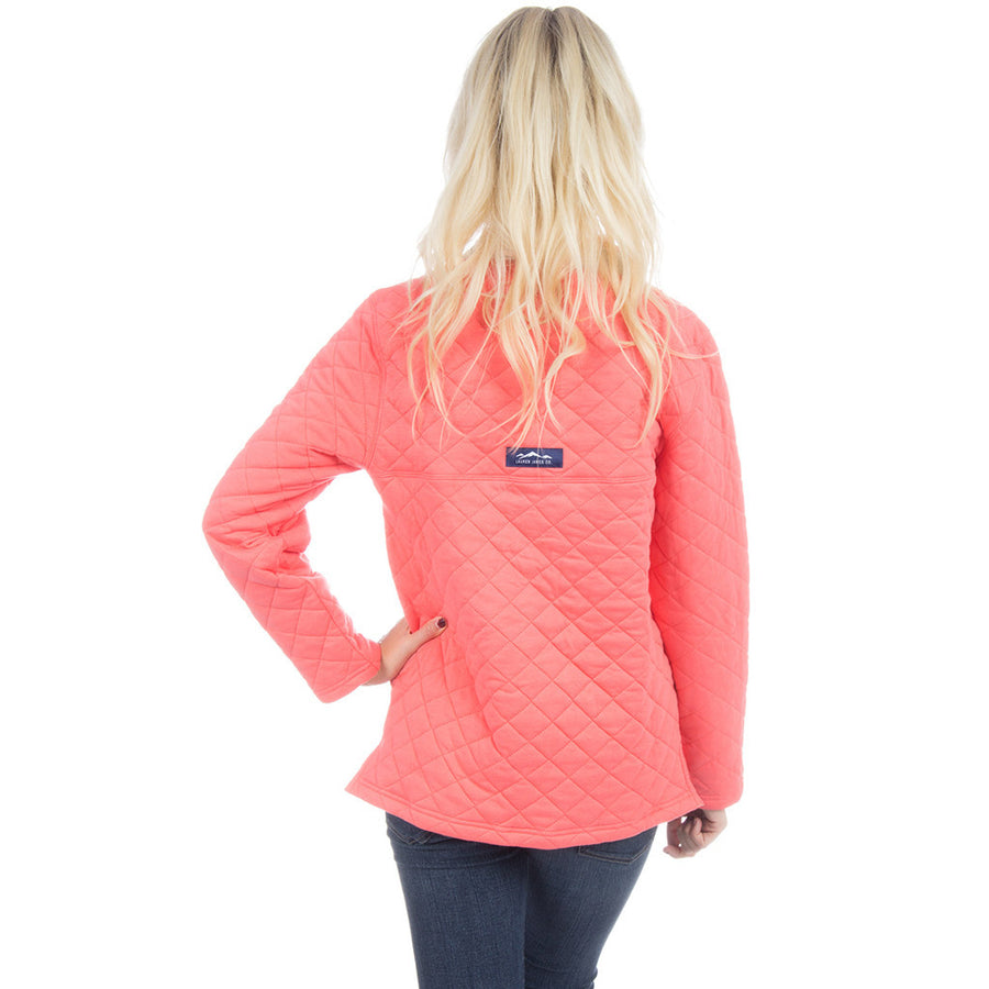 The Lawson Quilted Pullover in Coral   - 1