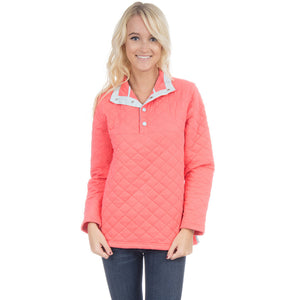 The Lawson Quilted Pullover in Coral   - 1