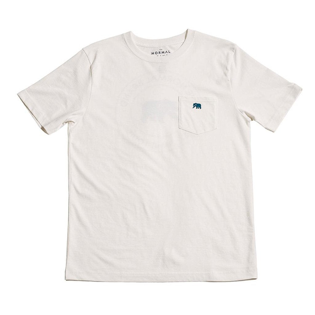 The Normal Brand Circle Back Short Sleeve Pocket Tee in White & Atlantic
