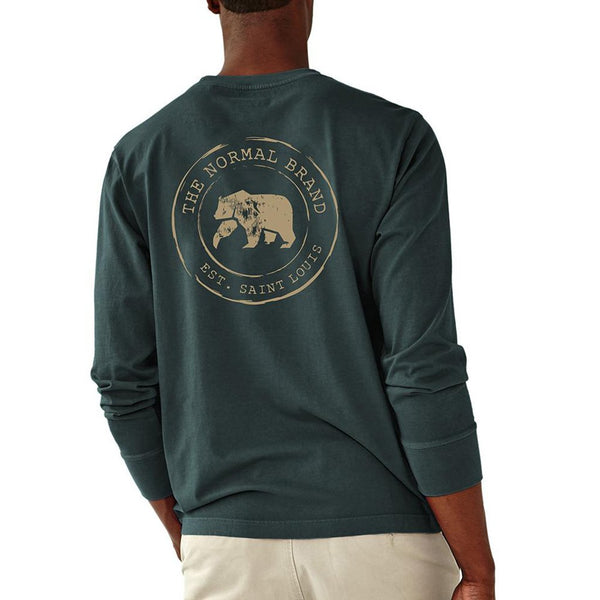 The Normal Brand Long Sleeve Vintage Circle Back T in Green Gables