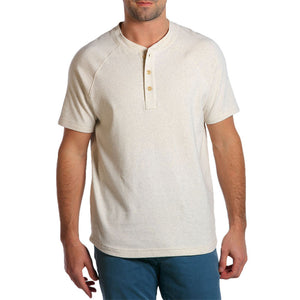 The Normal Brand Puremeso Heathered Short Sleeve Henley in Stone