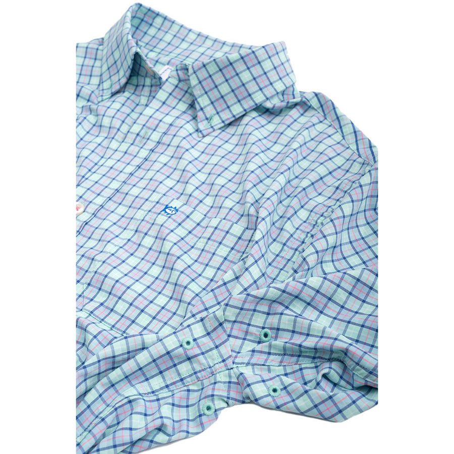 Tortuga Plaid Intercoastal Performance Shirt in Offshore Green by Southern Tide  - 1