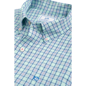 Tortuga Plaid Intercoastal Performance Shirt in Offshore Green by Southern Tide  - 3