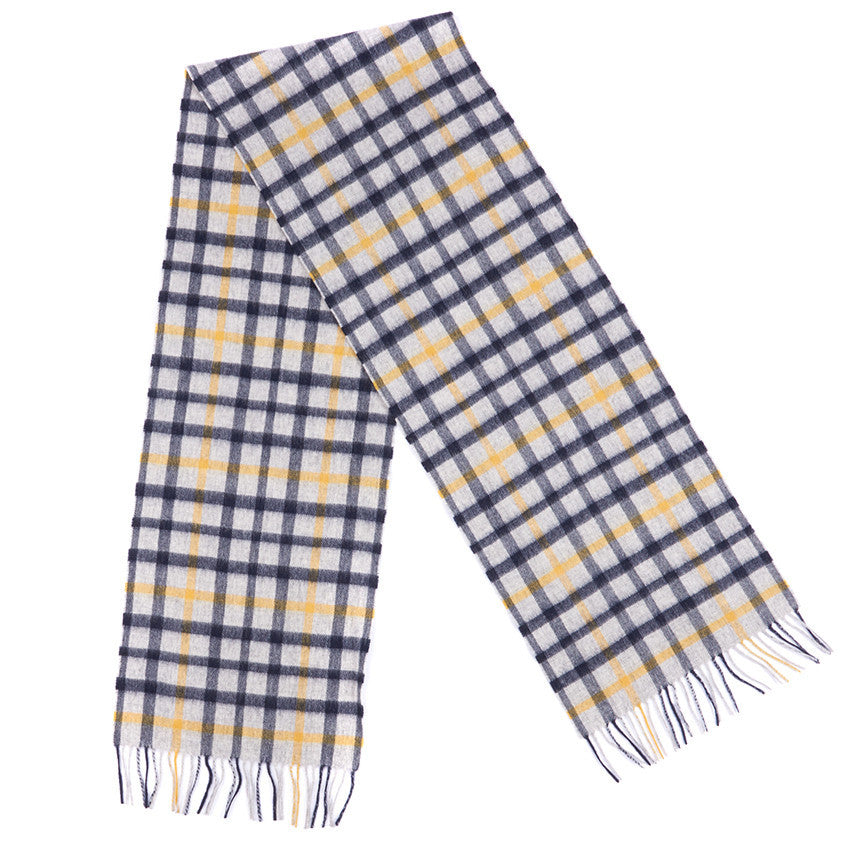 Bolt Tattersall Scarf in Grey/Navy/Yellow