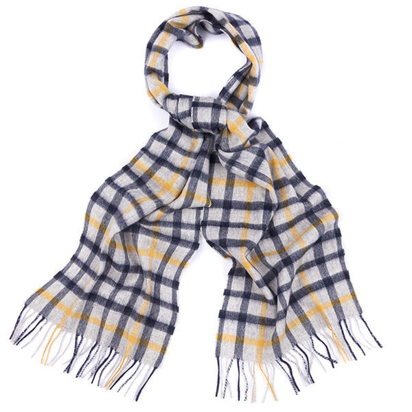 Bolt Tattersall Scarf in Grey/Navy/Yellow