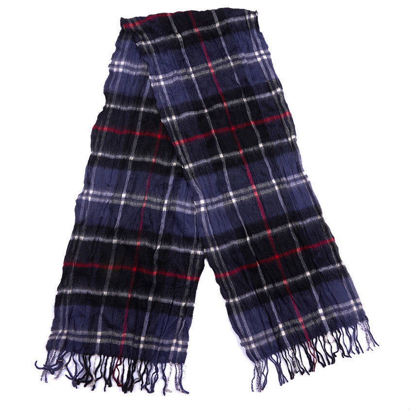 Colton Tartan Scarf in Navy and Red