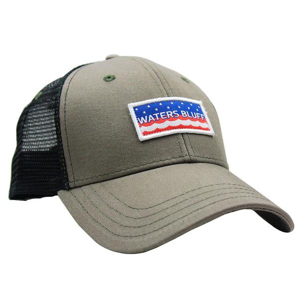 Stars & Waves Trucker Hat in Surplus Green by Waters Bluff