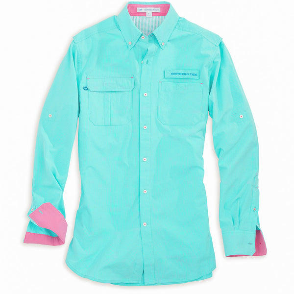 Women's Sullivan Fishing Shirt in Crystal Blue Check   - 1
