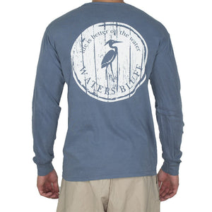 Wood Grain Long Sleeve Tee Shirt in Blue Jean by Waters Bluff