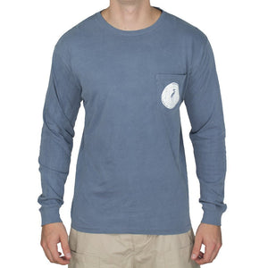 Wood Grain Long Sleeve Tee Shirt in Blue Jean by Waters Bluff