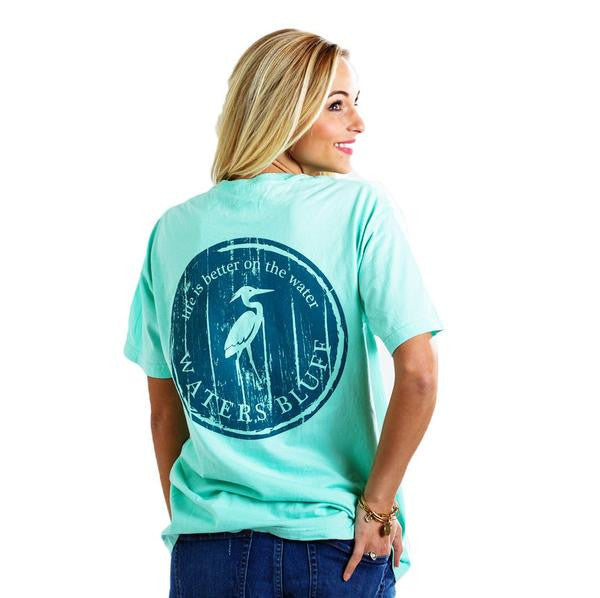 Wood Grain Tee Shirt in Island Reef Green by Waters Bluff