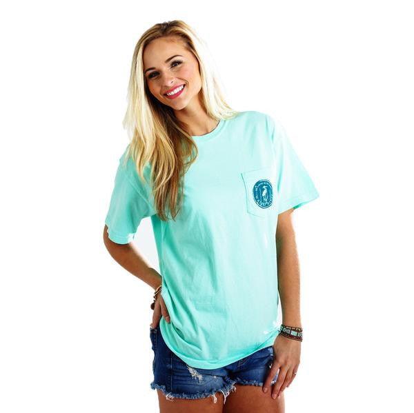 Wood Grain Tee Shirt in Island Reef Green by Waters Bluff
