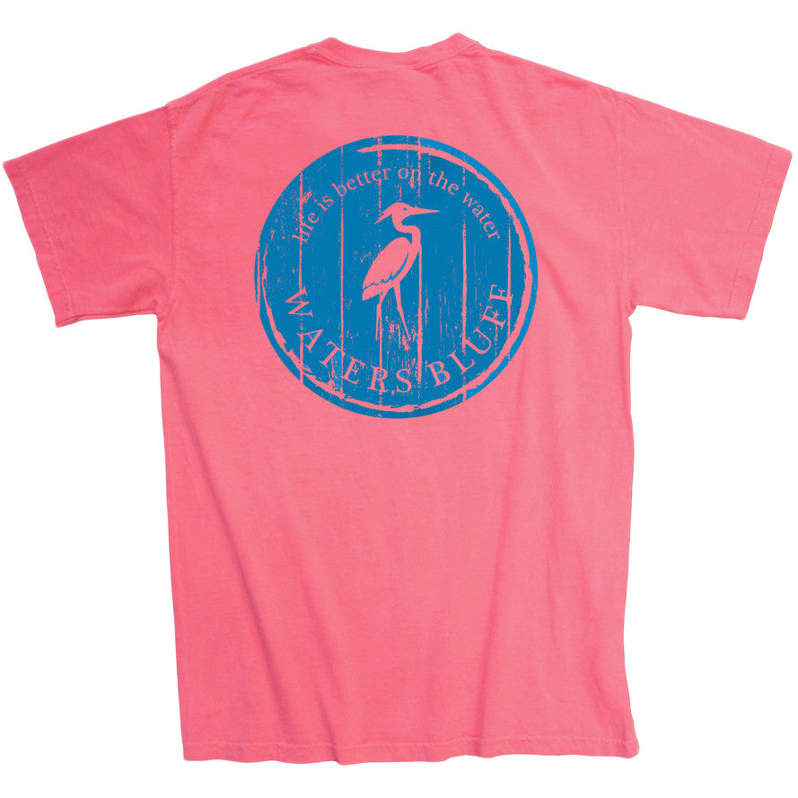 Wood Grain Tee Shirt in Crunchberry Red by Waters Bluff