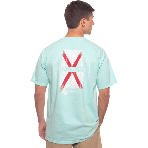 Alabama Wooden State Tee Shirt in Ocean Blue    - 1