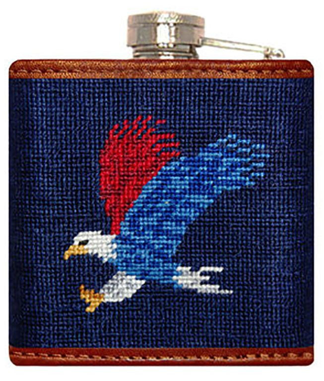 Americana Needlepoint Flask in Navy   