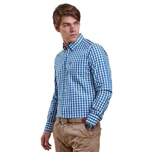 Auton Tailored Fit Button Down in Aqua by Barbour  - 1