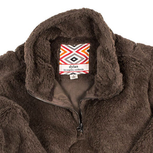 YOUTH Silky Pile Pullover 1/4 Zip in Brown   - 2