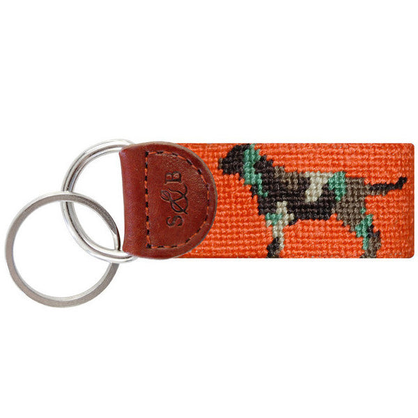 Camo Retriever Needlepoint Key Fob in Orange  
