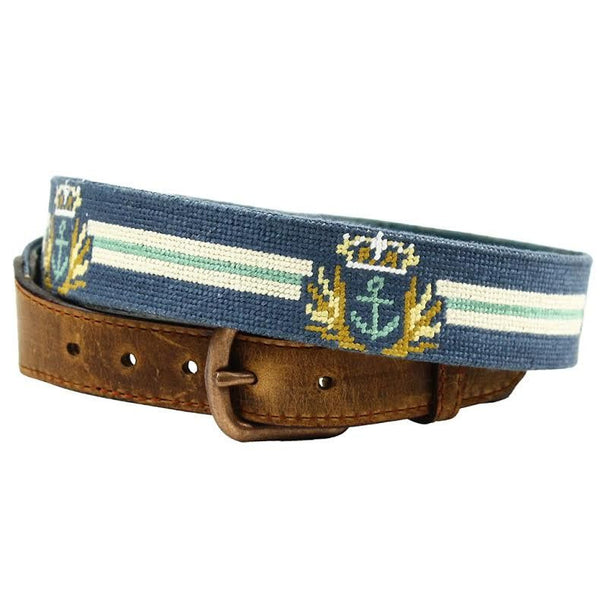 Captain's Needlepoint Belt in Grey by Parlour  - 1