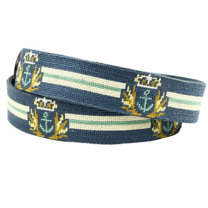 Captain's Needlepoint Belt in Grey by Parlour  - 2