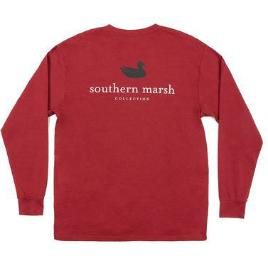 Collegiate Authentic Long Sleeve Tee in Maroon with Black Duck by Southern Marsh 