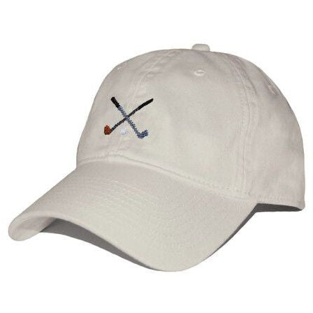 Crossed Golf Clubs Needlepoint Hat in Stone  