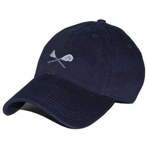 Lacrosse Sticks Needlepoint Hat in Navy   