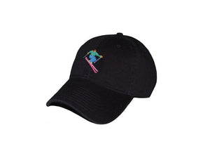 Skier Needlepoint Hat in Black  